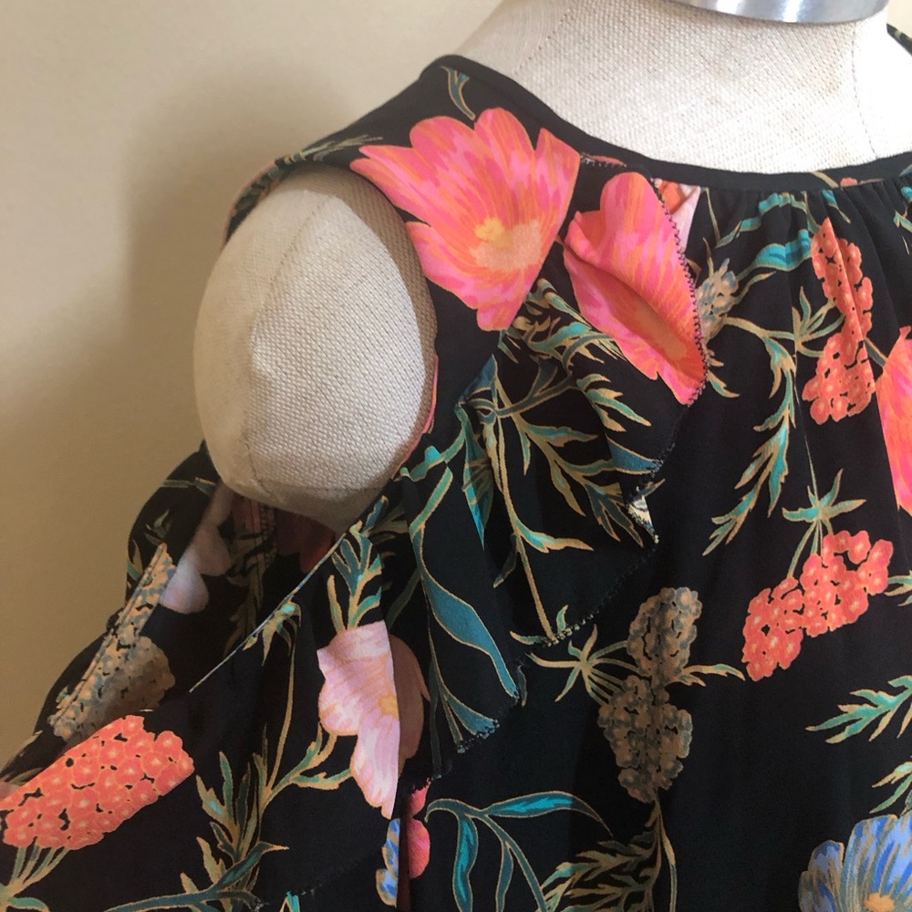 Kate spade floral blossom cold shoulder top blouse ruffle - Picture 2 of 16
